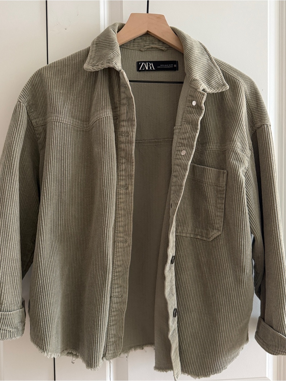 Zara Sage Green Corduroy Overshirt Jacket